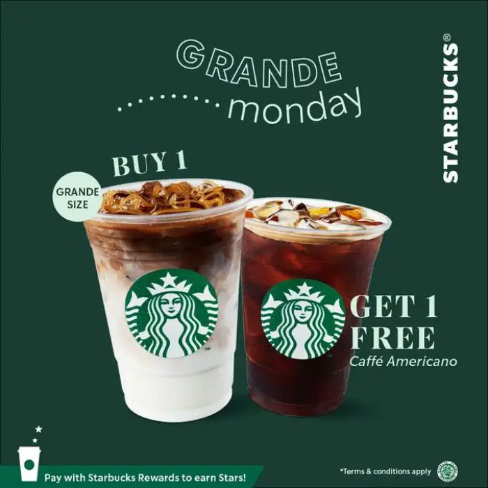 Promo Starbucks Coffee Grande Monday Gratis Americano Grande Foodierate