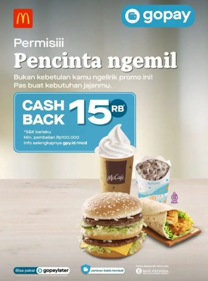 Promo McDonald's Cashback Rp 15 Ribu Dengan Gopay | Foodierate