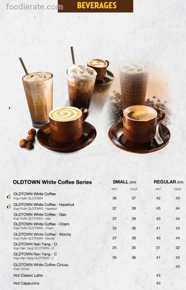 Daftar Harga Menu Old Town White Coffee 2024 Foodierate