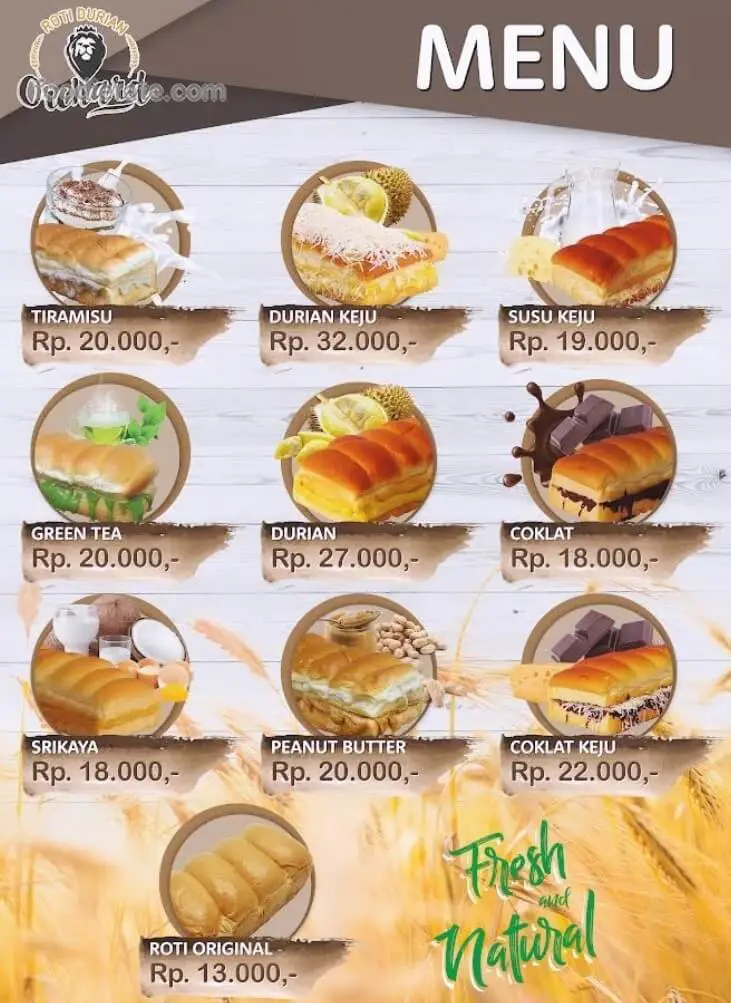 Daftar Harga Menu Roti Durian Orchard 2024 | Foodierate