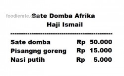 Daftar Harga Menu Sate Domba Afrika Haji Ismail