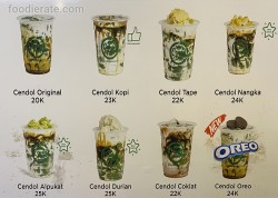 Daftar Harga Menu Cendol Pandan