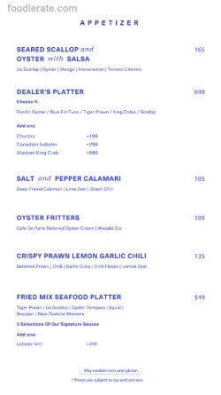 Daftar Harga Menu OD by Oyster Dealer