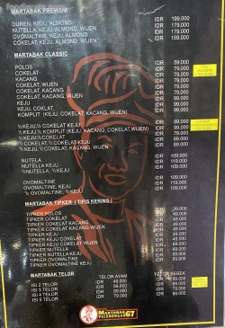 Daftar Harga Menu Martabak Pecenongan 67