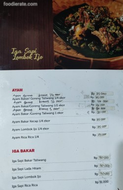 Daftar Harga Menu Mbok Lombok