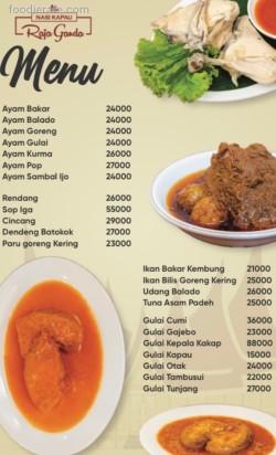 Daftar Harga Menu Nasi Kapau Raja Ganda