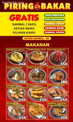 Daftar Harga Menu Piring Bakar