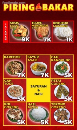 Daftar Harga Menu Piring Bakar