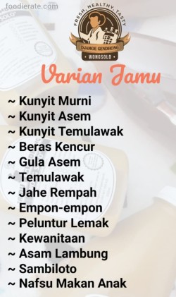 Daftar Harga Menu Jamu Gendhong Wong Solo