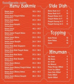 Daftar Harga Menu Bakmie Anugerah