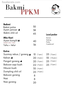 Daftar Harga Menu Bakmi PPKM