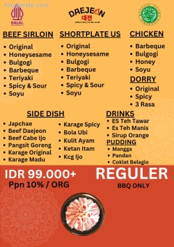 Daftar Harga Menu Daejeon Korean BBQ & Shabu Shabu