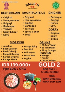 Daftar Harga Menu Daejeon Korean BBQ & Shabu Shabu