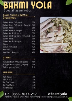 Daftar Harga Menu Bakmi Yola