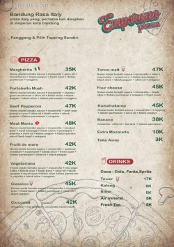 Daftar Harga Menu Emperano Pizza