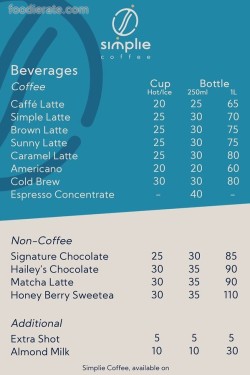 Daftar Harga Menu Simplie Coffee