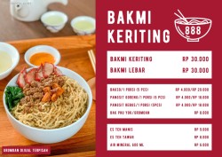 Daftar Harga Menu Bakmi Keriting 888