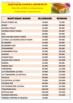 Daftar Harga Menu Martabak Bangka Akhiong 77