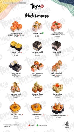 Daftar Harga Menu Tom Sushi