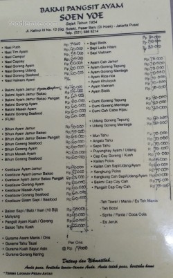 Daftar Harga Menu Soen Yoe