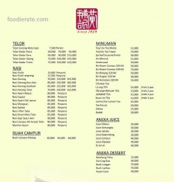 Daftar Harga Menu Wong Fu Kie