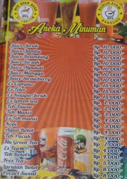 Daftar Harga Menu Bubur Ayam Diva Bandung