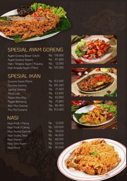 Daftar Harga Menu Ayam Goreng Ny. Suharti