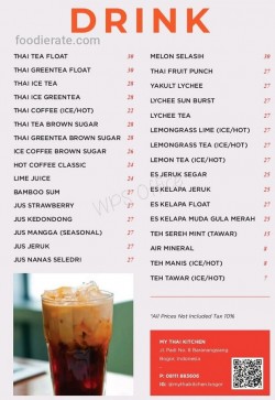 Daftar Harga Menu My Thai Kitchen