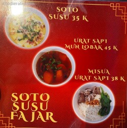 Daftar Harga Menu Soto Susu Fajar