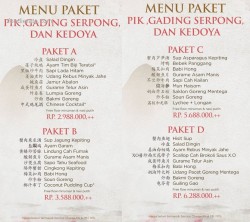 Daftar Harga Menu Angke Restaurant