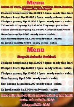 Daftar Harga Menu Choipan Wendy