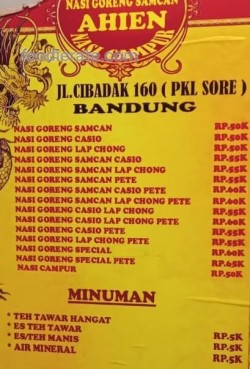 Daftar Harga Menu Nasi Goreng Samcan AHIEN