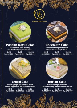 Daftar Harga Menu HG Cakes & Ice Cream