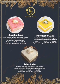 Daftar Harga Menu HG Cakes & Ice Cream