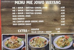 Daftar Harga Menu Mie Jowo Wayang