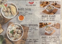 Daftar Harga Menu Baso Sapi Ahui