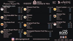 Daftar Harga Menu Ben Gong's Tea
