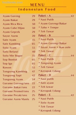 Daftar Harga Menu Talita Resto