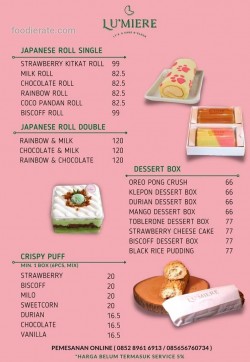 Daftar Harga Menu Lumiere