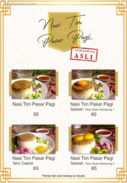 Daftar Harga Menu Nasi Tim Pasar Pagi (Cahaya Pagi Chinese Food)