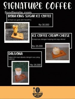 Daftar Harga Menu 10 Gram Cafe