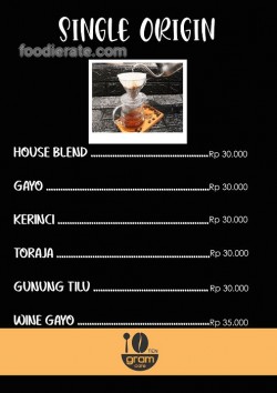 Daftar Harga Menu 10 Gram Cafe