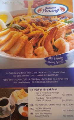 Daftar Harga Menu Restaurant Penang