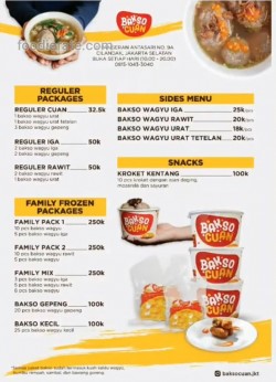 Daftar Harga Menu Bakso Cuan