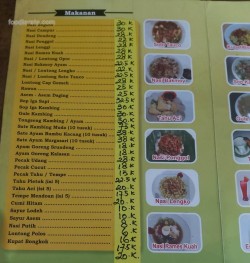 Daftar Harga Menu RM Wong Tegal