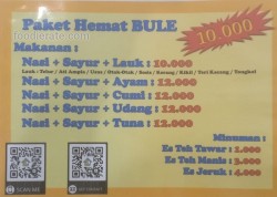 Daftar Harga Menu Warung Makan Bule