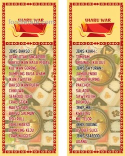 Daftar Harga Menu Shabu War