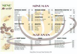 Daftar Harga Menu Kopi Sapu Lidi