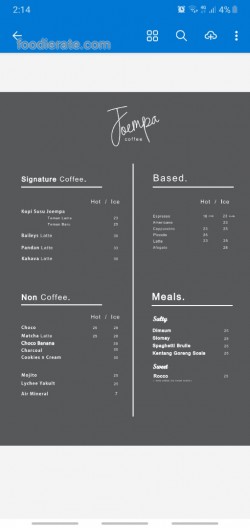 menu joempa coffee