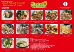 Daftar Harga Menu Mie Ayam Papi Gendut